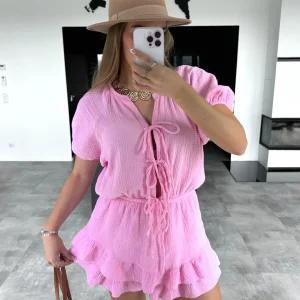 Musselin Playsuit "Melody" Bubblegum Rosa